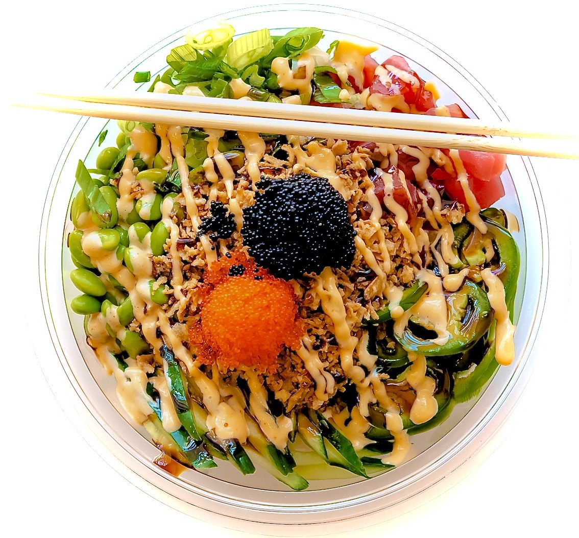 Close up of Aloha Poke Crunch Bowl