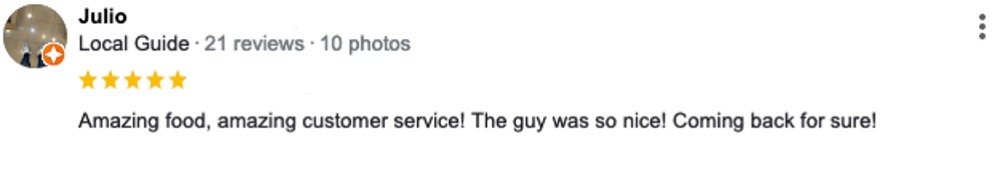 Google Business Profile review for the Aloha Poke Belmont location